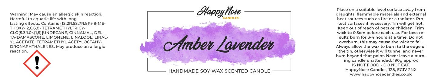 Amber & Lavender Scented Candle - HappyNose Candles