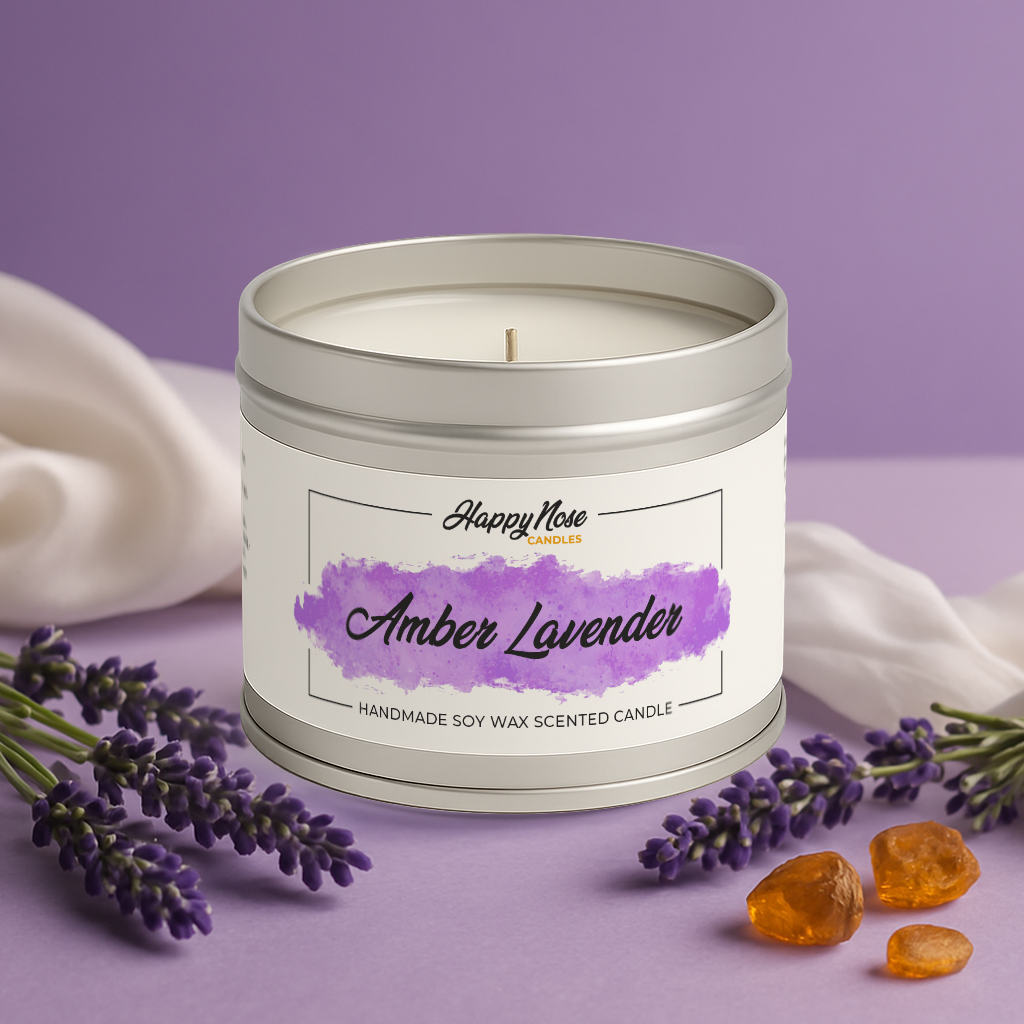 Amber & Lavender Scented Candle - HappyNose Candles