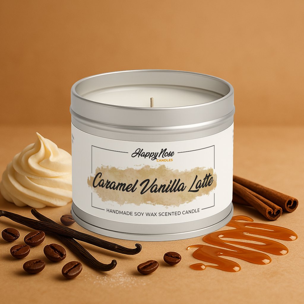 Caramel Vanilla Latte Scented Candle - HappyNose Candles
