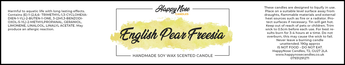 English Pear & Freesia Scented Candle - HappyNose Candles