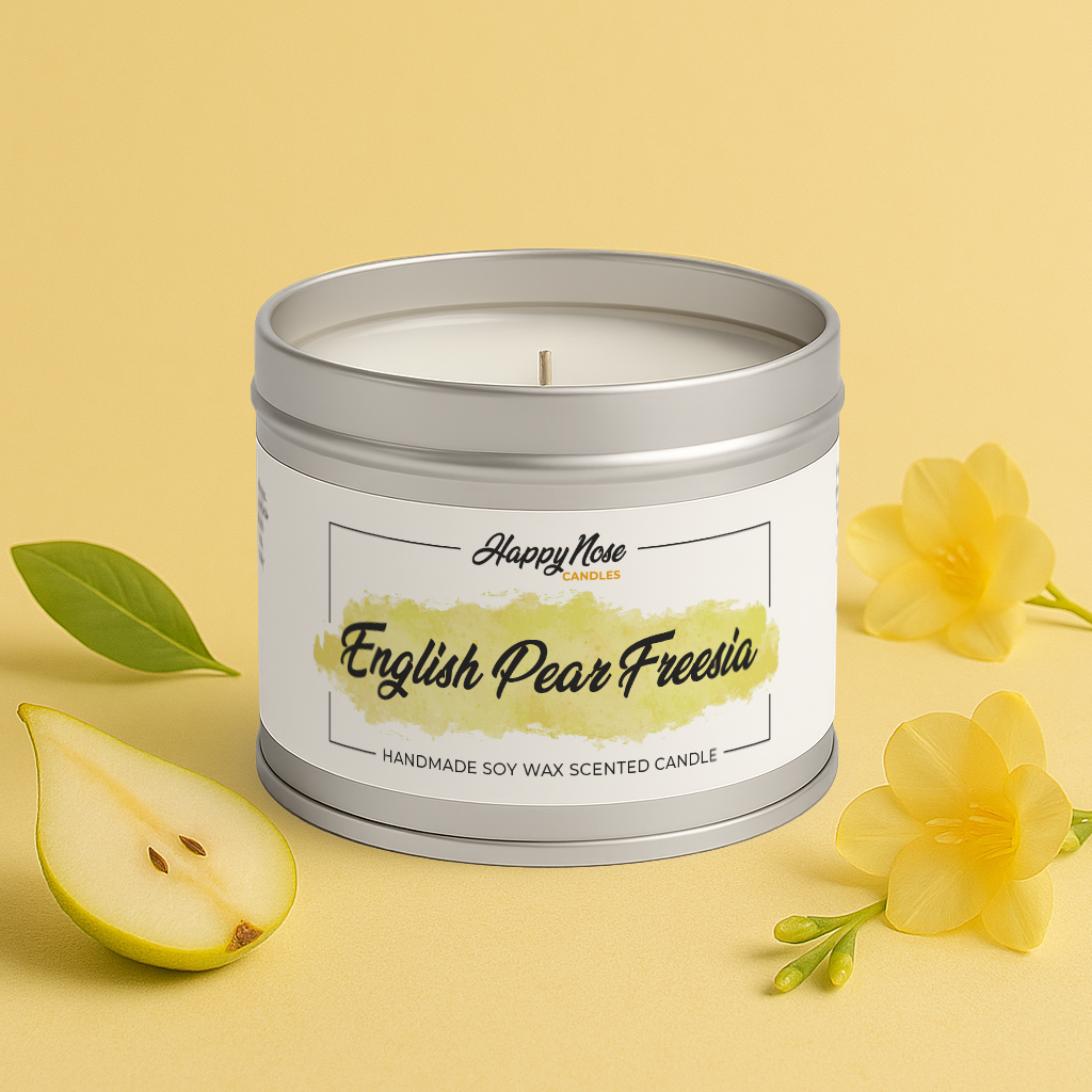English Pear & Freesia Scented Candle - HappyNose Candles