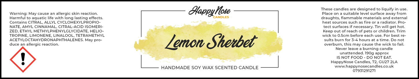 Lemon Sherbet Scented Candle - HappyNose Candles