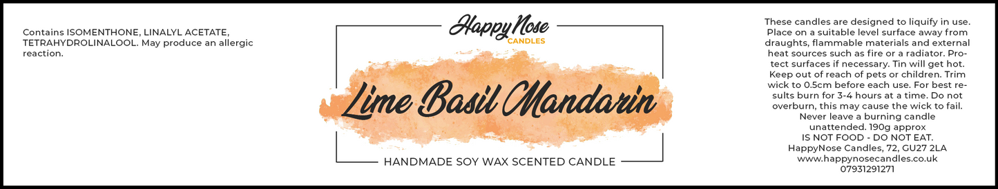 Lime Basil Mandarin Scented Candle - HappyNose Candles