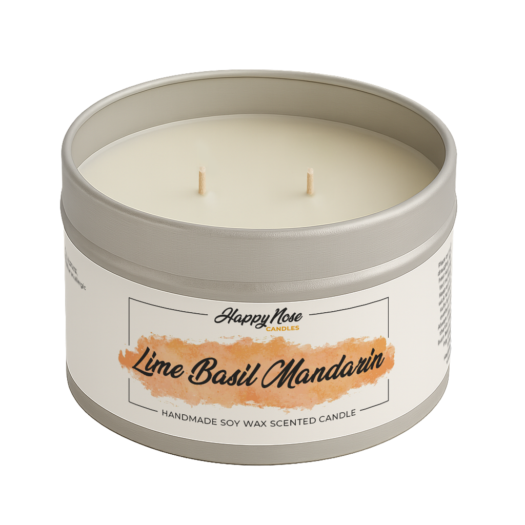 Lime Basil Mandarin Large Double Wick Candle - HappyNose Candles
