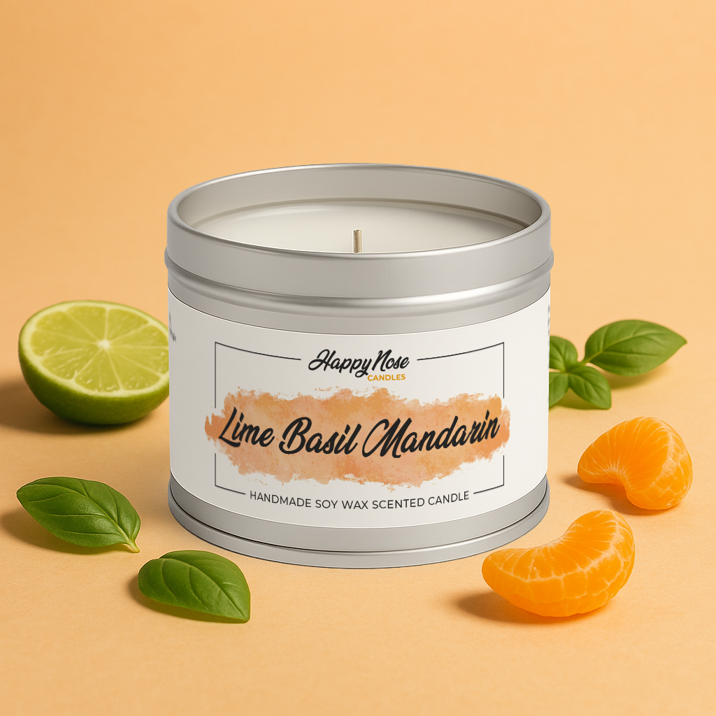 Lime Basil Mandarin Scented Candle - HappyNose Candles
