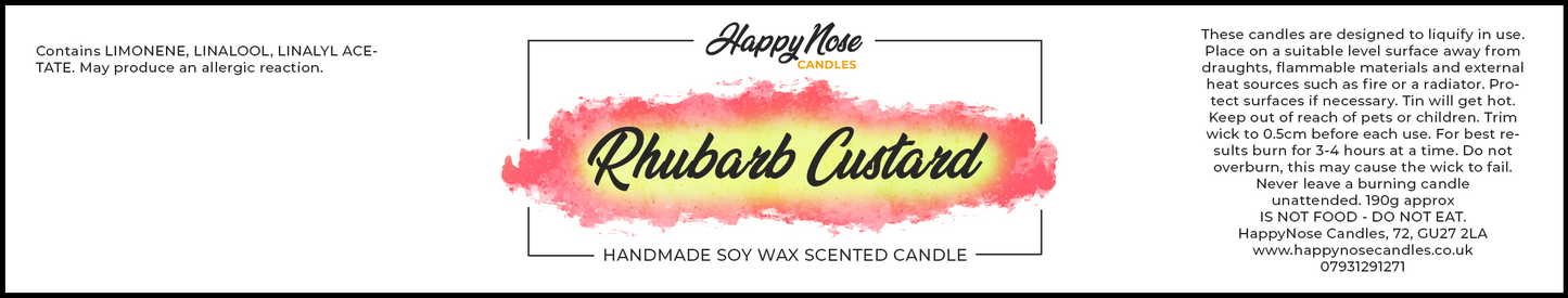 Rhubarb & Custard Scented Candle - HappyNose Candles
