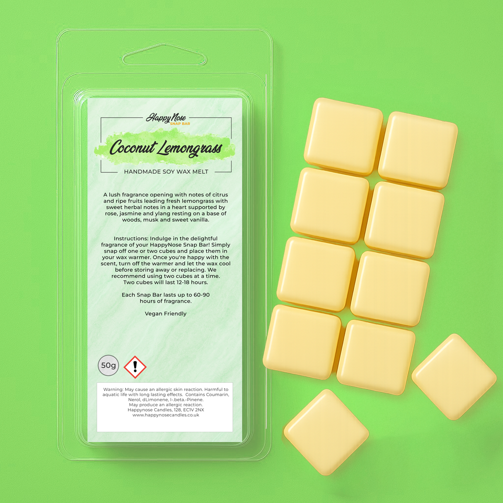 Coconut & Lemongrass 10 Cube Wax Melt - HappyNose Candles