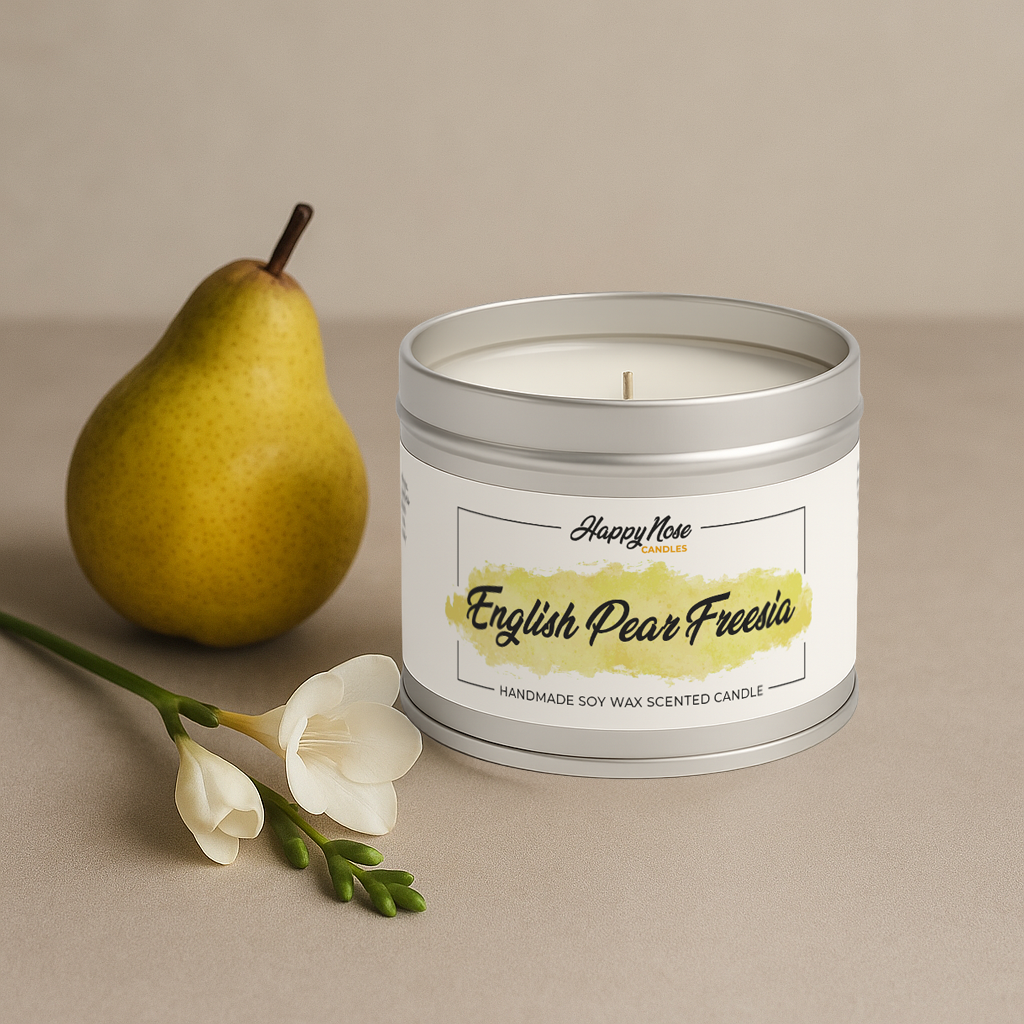 English Pear & Freesia Scented Candle - HappyNose Candles
