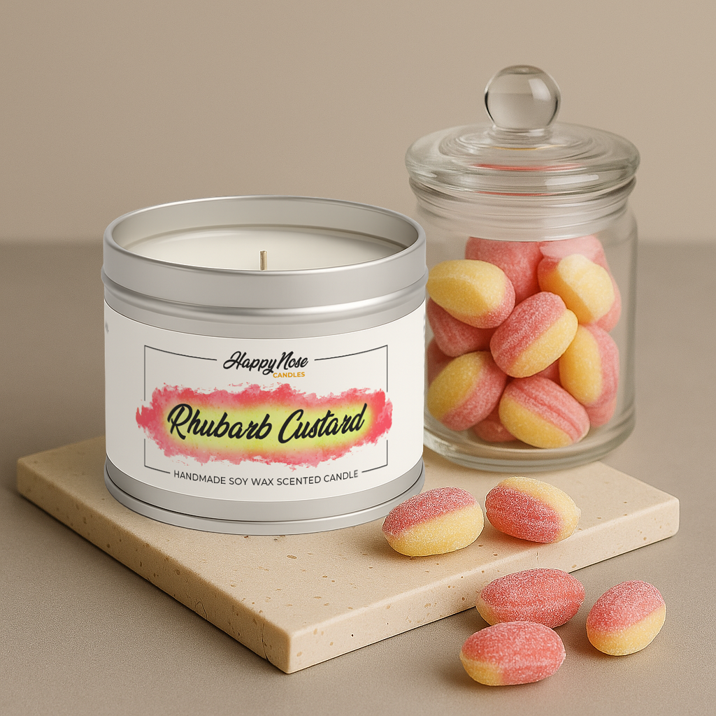 Rhubarb & Custard Scented Candle - HappyNose Candles