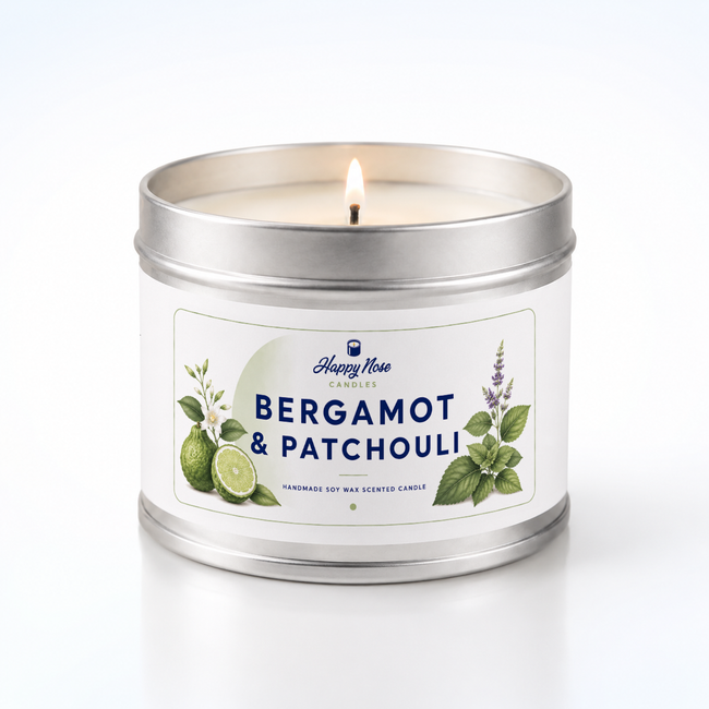 Bergamot & Patchouli Scented Candle