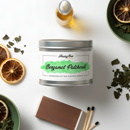 Bergamot & Patchouli Scented Candle - HappyNose Candles