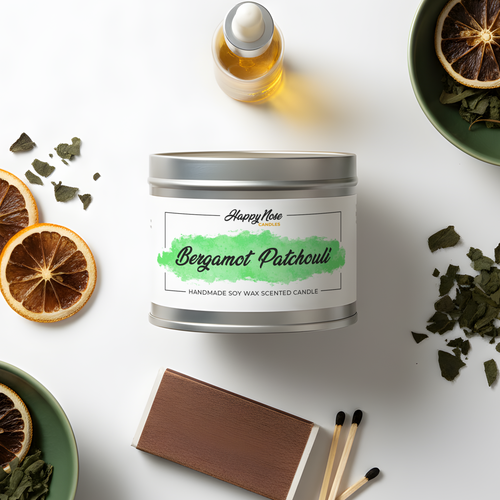 Bergamot & Patchouli Scented Candle - HappyNose Candles
