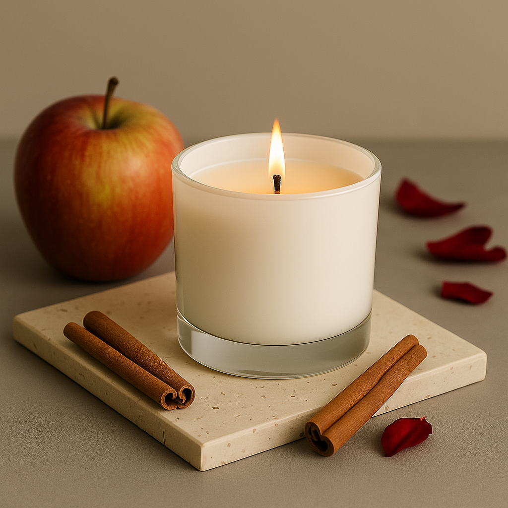 Apple Cinnamon Premium Glass Candles - HappyNose Candles