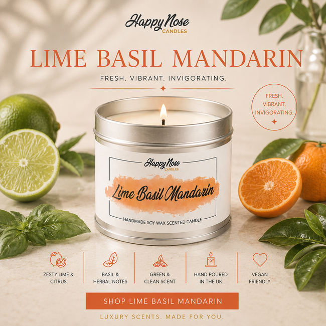 Lime Basil Mandarin Scented Candle - HappyNose Candles