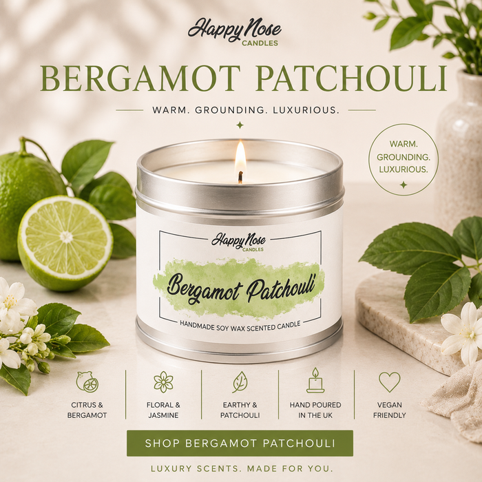 Duftkerze mit Bergamotte und Patchouli