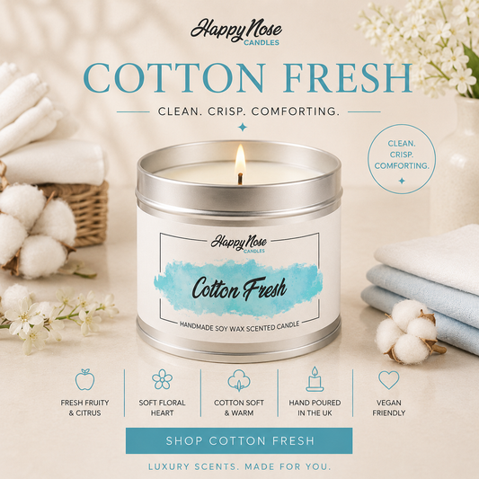 Cotton Fresh Scented Candle - HappyNose Candles