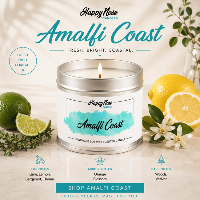 Amalfi Coast Scented Candle New Formulation - HappyNose Candles