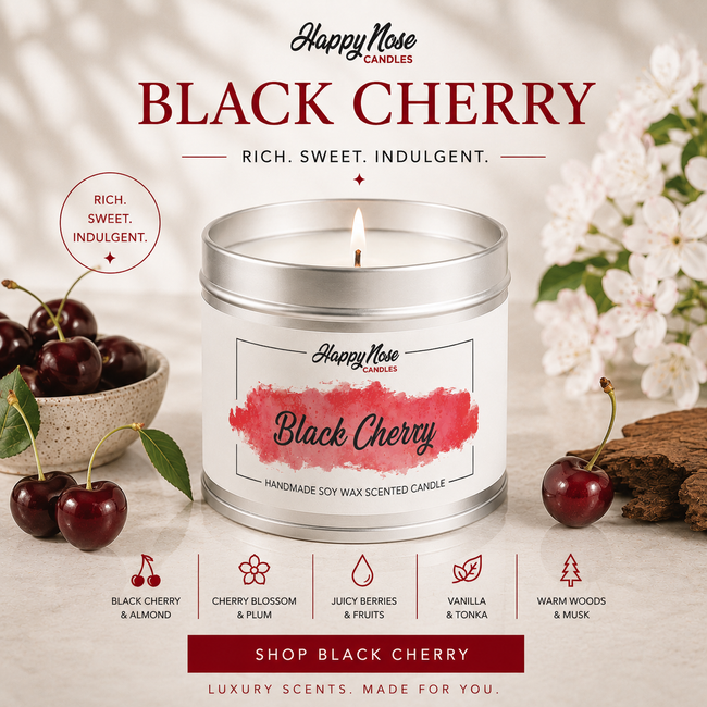 Black Cherry Scented Candle - HappyNose Candles