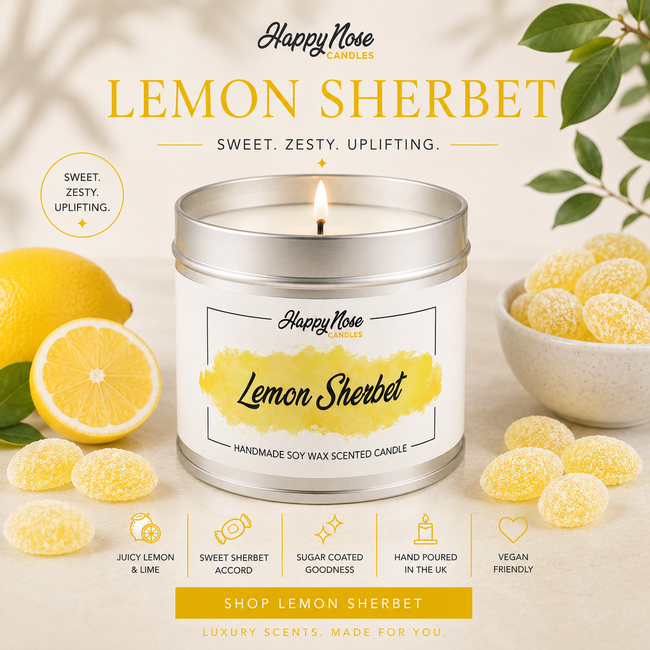Lemon Sherbet Scented Candle - HappyNose Candles