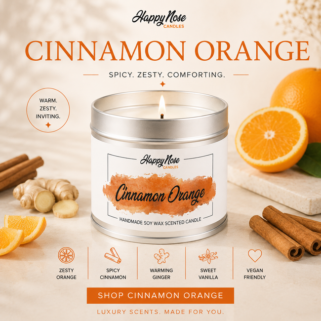 Cinnamon Orange Scented Candle - HappyNose Candles