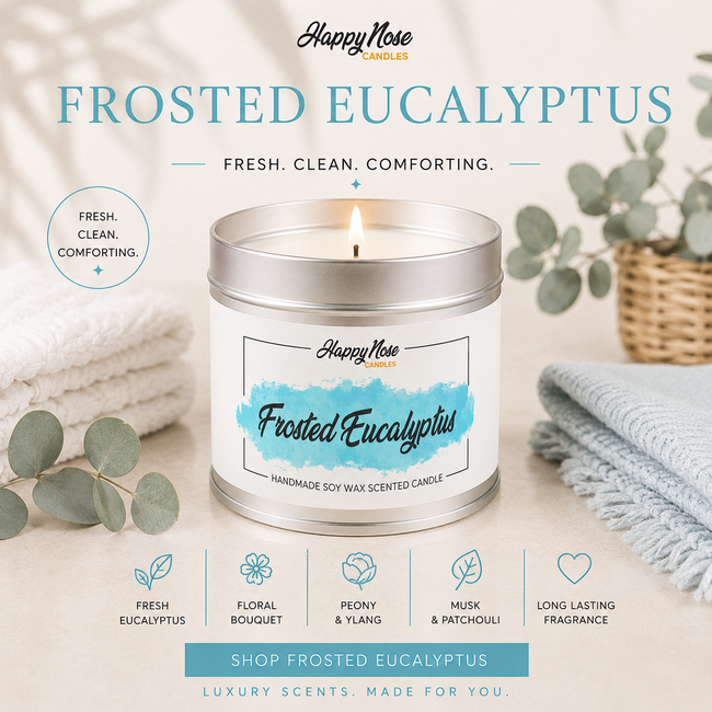 Frosted Eucalyptus Scented Candle - HappyNose Candles