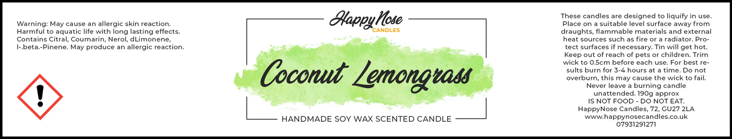 Coconut & Lemongrass Scented Candle