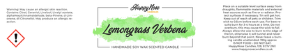 Lemongrass Verbena Scented Candle - HappyNose Candles