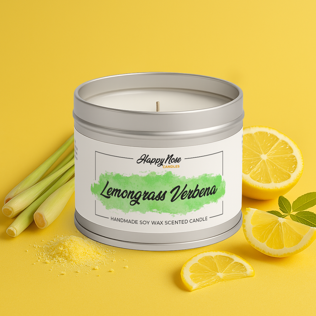 Lemongrass Verbena Scented Candle - HappyNose Candles