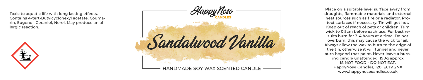 Sandalwood Vanilla Scented Candle