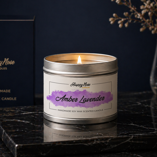 Amber & Lavender Scented Candle - HappyNose Candles