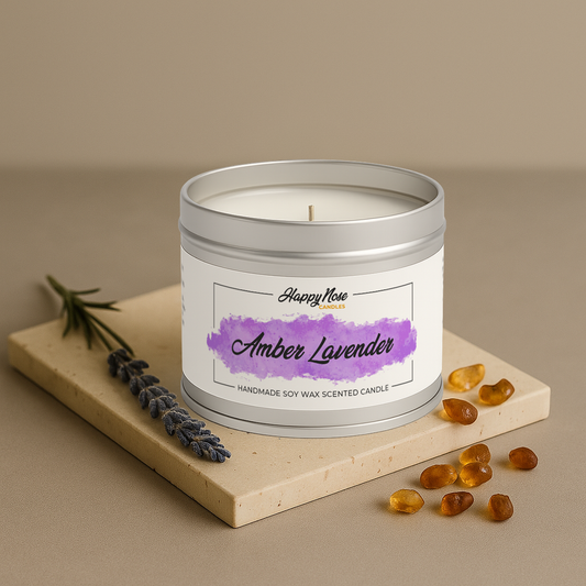 Amber & Lavender Scented Candle - HappyNose Candles