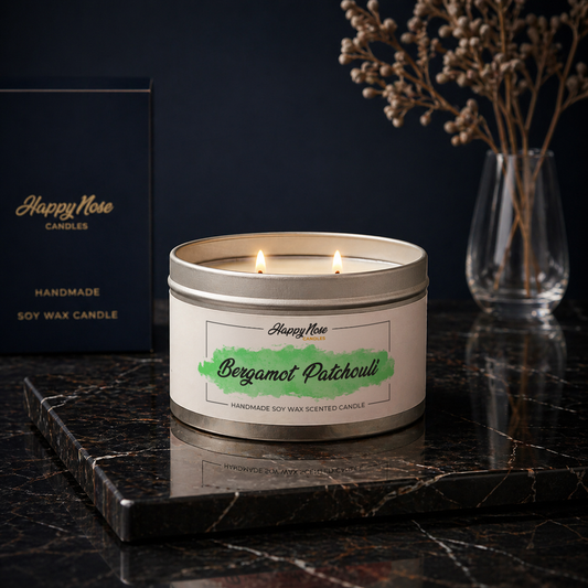 Bergamot Patchouli Large Double Wick Candle - HappyNose Candles