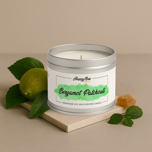 Bergamot & Patchouli Scented Candle - HappyNose Candles