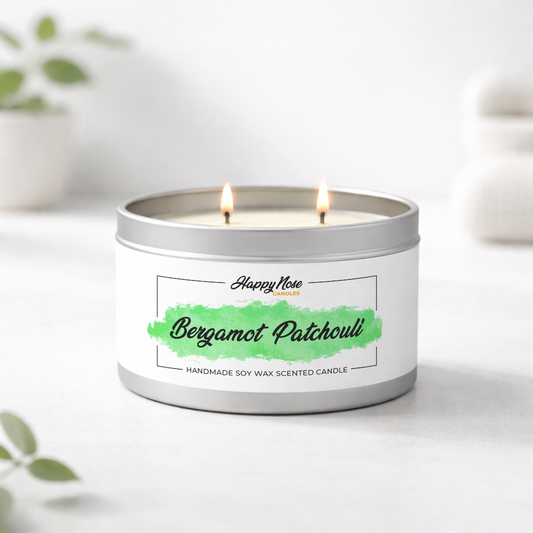 Bergamot Patchouli Large Double Wick Candle - HappyNose Candles