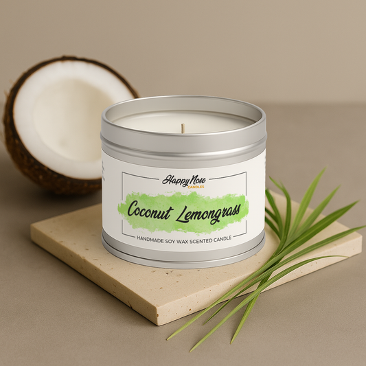 Coconut & Lemongrass Scented Candle - HappyNose Candles
