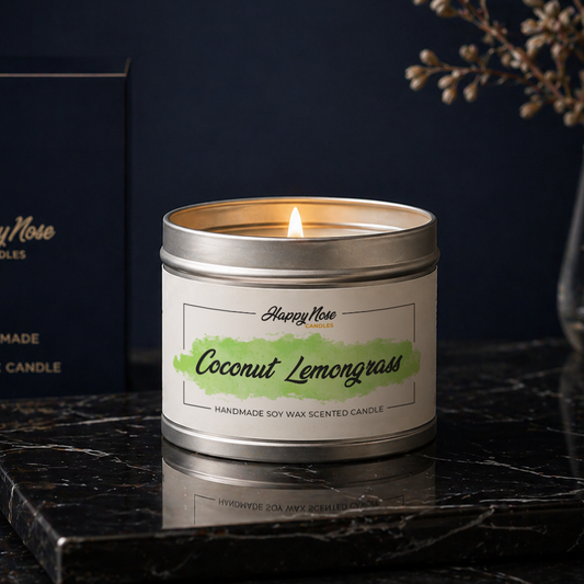 Coconut & Lemongrass Scented Candle - HappyNose Candles