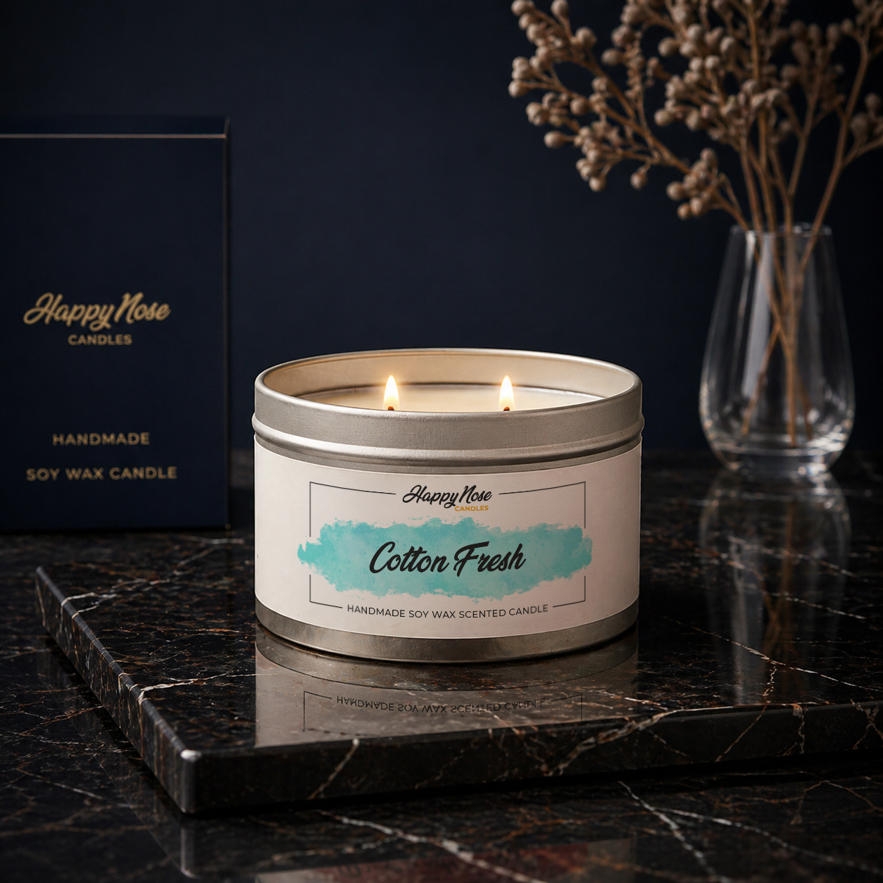 Cotton Fresh Large Double Wick Candle - HappyNose Candles