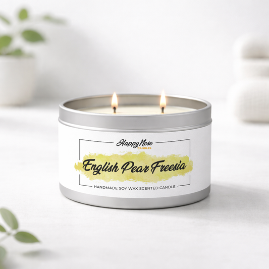 English Pear & Freesia Large Double Wick Candle - HappyNose Candles