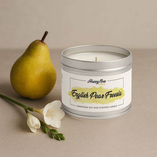 English Pear & Freesia Scented Candle - HappyNose Candles