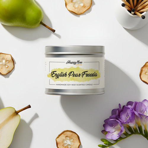English Pear & Freesia Scented Candle - HappyNose Candles