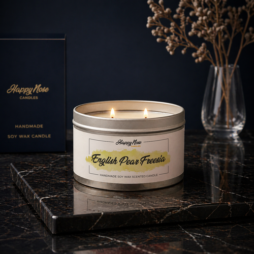 English Pear & Freesia Large Double Wick Candle - HappyNose Candles