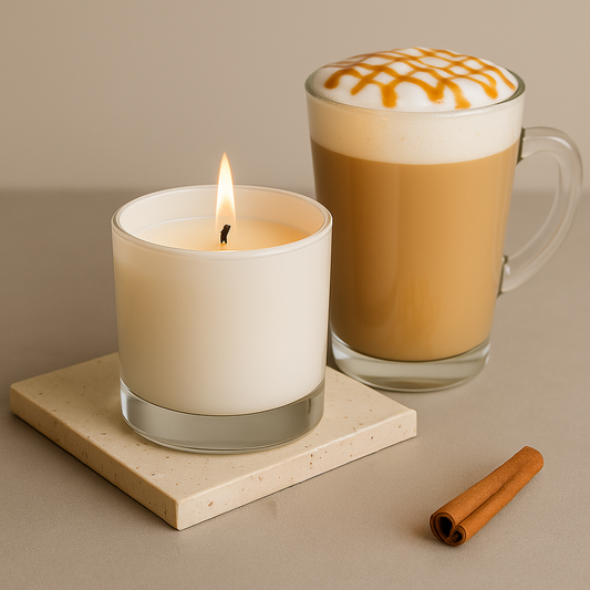 Caramel Vanilla Latte Premium Glass Candles - HappyNose Candles